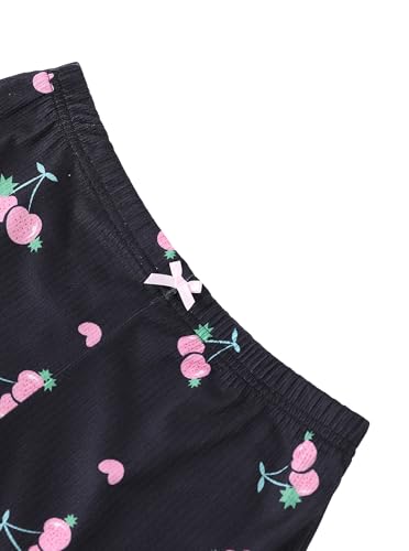 Image of Hilinker Womens Graphic Print Ribbed PJ Set Crop Cami Tops and Shorts Cute Pajamas Set