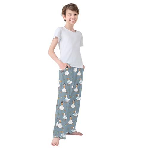 Boys' Pants Cute Cartoon Duck Long Bottoms Jogger Pants Elastic Waist Trousers with Pockets S-XL4
