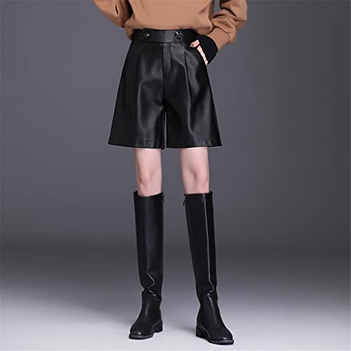 Shorts en cuir pour femmes mode automne hiver taille haute confortable