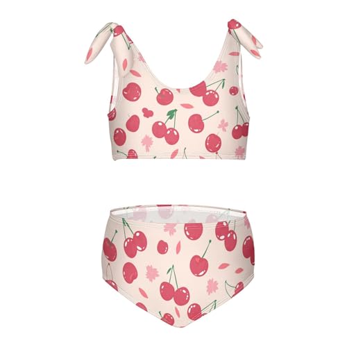 KLL Red Lips Cherry Girl 2 Piece Bikini Sets Quick-Dry Swimsuits Swimming Suits Adjustable Shoulder Strap