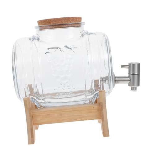 Alipis 101oz Vintage Glass Barrel Beverage Dispenser with Stand for Whiskey Tea Juice Beer