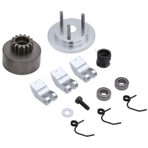 Chanmoo 1/8 RC Car 14T Clutch Bell Flywheel Assembly Kit Shoes Bearings Gear Engine Nut Springs Cone for 1:8 RC Buggy Truck Car KYOSHO HPI HSP Axial...