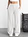 ATHMILE Women's Wide Leg White Sweatpants High Waisted Baggy Interior Drawstring Joggers Straight Leg Pants Fashion Clothing
