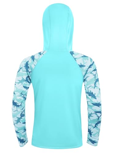 Image of Boys Rash Guard Swim Hoodie, Kids Long Sleeve Sun Fishing Shirts