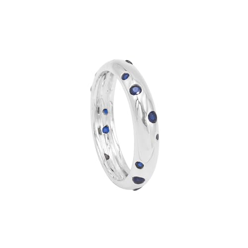 Bague en tanzanite et argent 925 pour femme - Alliance empilable bleue taille 9.5