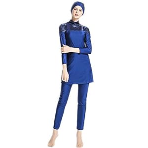 BaronHong Femmes ‘s Sequin Modest Islamique Maillots De Bain avec Cap Couverture Musulmane Burkini