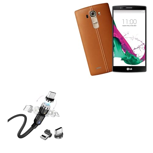 BoxWave Cable Compatible with LG G4 Dual - MagnetoSnap AllCharge Cable, Magnet Charging Cable USB Type-C Micro USB - Jet Black