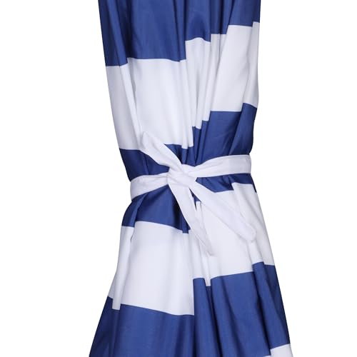 Image of Blissun 10FT Patio Umbrella, Outdoor Table Umbrella, Yard Umbrella, Market Umbrella with 8 Sturdy Ribs, Push Button Tilt and Crank, Blue & White