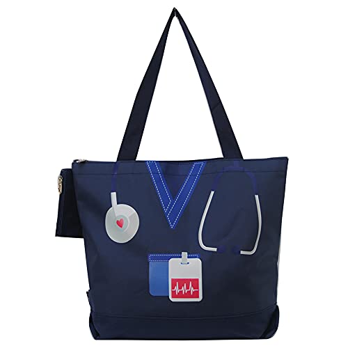 Image of NGIL Medium Top Zipper Closure Canvas Tote Bag with Attached Matching Coin Purse For Moms and Nurses