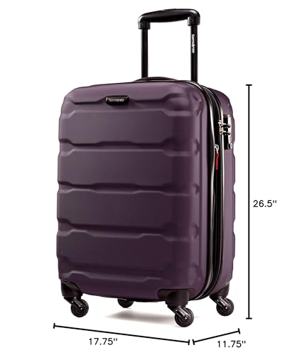 Samsonite Omni PC Hardside Expandable Luggage with Spinner Wheels, Purple, Checked-Medium 24-Inch