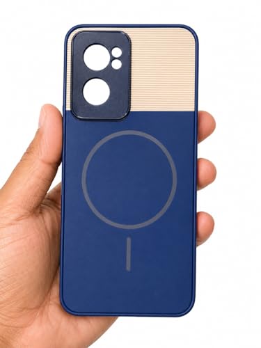 Image of Bintage Mac Safe Design Hard Slim Back Case | Soft Border Camera Protect | Dual PU Leather Finish Back Cover Compatible for One Plus Nord CE 2 5G - Royal Blue