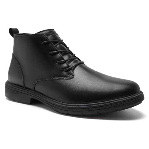 Men's Orthopedic Leather Chukka Boots: Comfortable Arch Support Plantar Fasciitis Tuxedo Dress Walking Ankle Mid Derby Boot, Orthotics Flat Feet Casual Wingtip Oxford for Foot and Heel Pain Relief