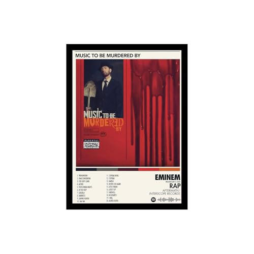 Image of BLINKART Eminem - Murdered By Wall Photo Frames | Wall Art for Bedroom, Living Room, Studio or Office | Album Cover Print with Spotify Song Link QR Code | Gift for Fans - 8x12 In