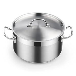 Cooks Standard 6-Quart Stock Pot with Lid, Professional 18/10 Stainless Steel Stockpot Dutch Oven Casserole Cooking Pot, Ollas de Cocina, Compatible with All Stovetops, Silver