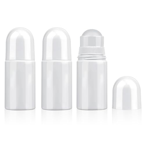 Sliverdew 3Pcs 1.7oz /50ml Roll-on Bottles Empty Refillable Roller Bottle Reusable Leak-Proof DIY Deodorant Containers Plastic Roller Bottle for Essential Oil Perfumes Balms