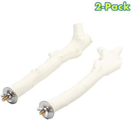 GNB PET 2 Pack Bird Perch Parrot Stand Toy, Natural Wood Perch, Birdcage Perch Platform Paw Grinding Stick Chew Toy for Pet Birds, Parrot and Chinchilla, with Stainless Steel Washers