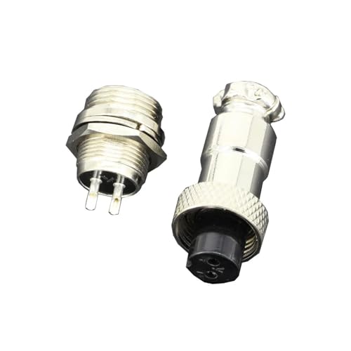Conector de aviación GX12-2 de 2 pines con tornillo y paso de 12 mm