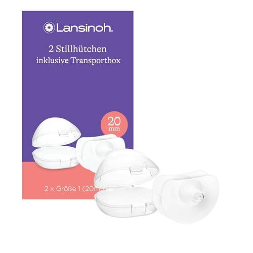 Lansinoh Stillhütchen 20 mm (Größe 1), 2 Stück inkl. Aufbewahrungsbox - angenehmes Tragegefühl - trotz Anlegeschwierigkeiten weiter stillen