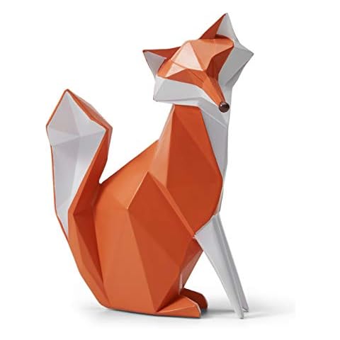 HAUCOZE Fox Figurine Gifts Geometric Sculpture Decor Animal Statue Gifts Polyresin Arts 8.0 inch Cover
