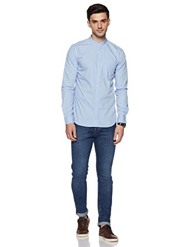 Image of Amazon Brand - Symbol Men's Cotton Shirt | Chinese Collar | Casual | Plain | Full Sleeve | Summer - Regular Fit (Available in Plus Sizes)