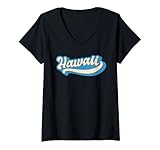 donna hawaii america stati uniti d'america stato retro maglietta con collo a v