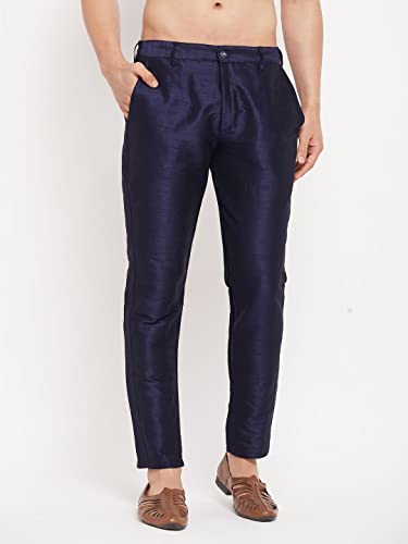 Image of VM mens VM Men's Navy Blue Silk Blend Pant Style Pyjama