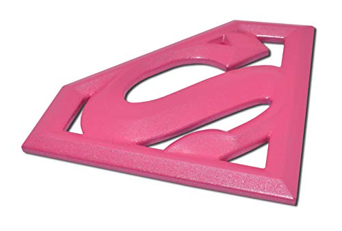 Image of Elektroplate Officially Licensed DC Comics Supergirl Hot Pink All Metal Emblem for Cars, Trucks, and All Auto | Universal Fit at 4.2 inch x 3.0 inch | Weatherproof
