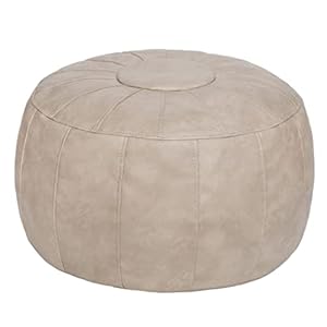 Thgonwid Unstuffed Handmade Moroccan Round Pouf Foot Stool Ottoman Seat Faux Leather Large Storage Bean Bag Floor Chair Foot Rest for Living Room, Bedroom or Wedding Gifts (Mushroom)
