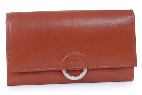 Catwalk Collection Handbags   Cartera Grande de Mujer de Piel   Billetera con 8 Ranuras para Tarjetas y Monedero   Protección RFID   Odette   Tostado