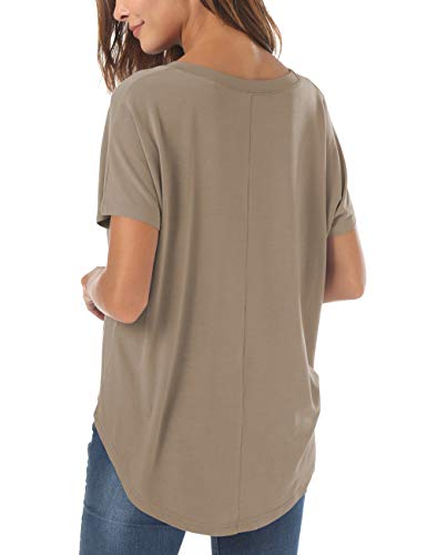 Image of Herou Women Loose Fit T-Shirts Soft Short Sleeve Crew Neck Casual Tee Tops | Lightweight,Basic,Workout,Comfortable,High Low Hem,Oversized