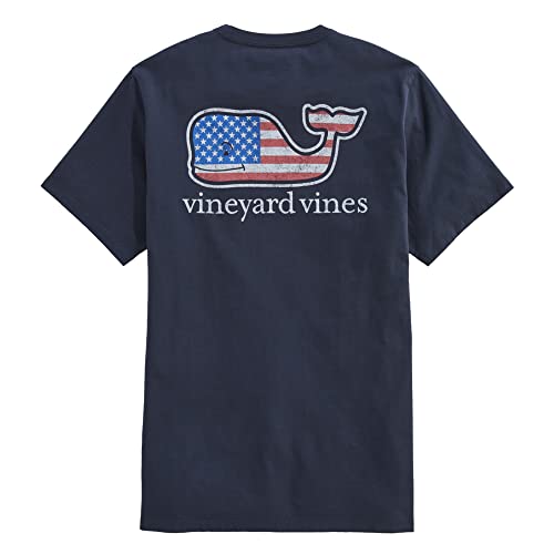 vineyard vines Men's Flag Whale Short Sleeve Pocket Tee