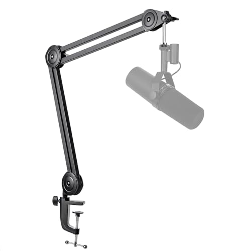 FIFINE Microphone Arm Stand-Heavy Duty Boom Arm, Suspension Scissor Adjustable Mic Stand with Desk Mount, 5/8" Screw, Cable Ties, for Recording Gaming Streaming Podcasting-BM63