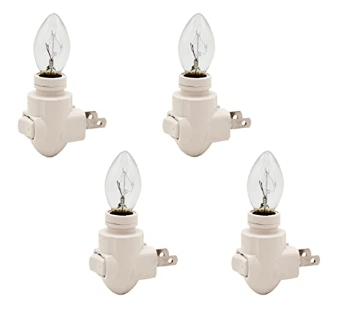 Creative Hobbies Plug in Night Light Module Includes 4 Watt Bulb, Ivory Plastic, Great for Making Your Own DIY Decorative Night Lights, Pack of 4