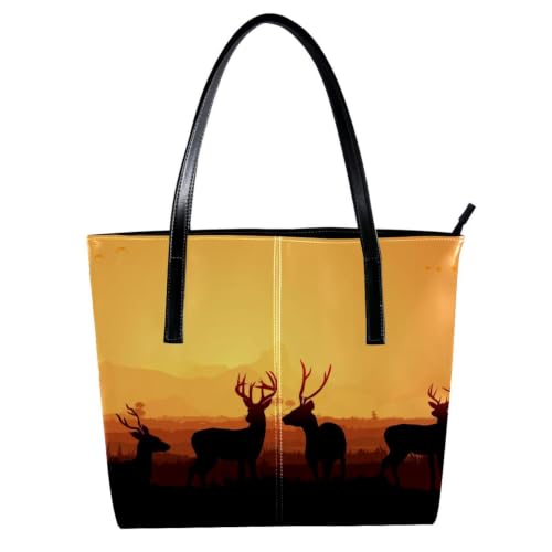 Sac à bandoulière Dusk Deer en cuir PU grand volume