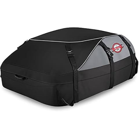 Sailnovo Car Rooftop Cargo Carrier Roof Bag, 20 Cubic feet Waterproof Roof Cargo Carrier fit car Without Luggage Rack - Vehicle Soft Shell Roof Cargo Box with Tie-Down Strap, Safety Hook Cover