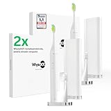 WhyteDOT® Doppel-Set, elektrische Zahnbürste – Schallzahnbürste, leise & sanft, 2 Bürstenköpfe: gründlich & sensitiv, 3 Modi, Timer & UV-Reiseetui – von Zahnärztin gegründet