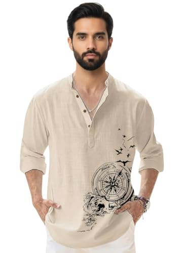 Image of Amazon Brand - INKAST Men's Cotton Blend Mandarin Collar Regular Fit Full Sleeve Casual Short Kurta