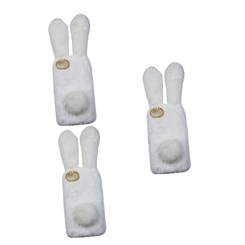 Coque lapin blanc en peluche Uonlytech idéale pour vos selfies d'hiver look cocooning - 7