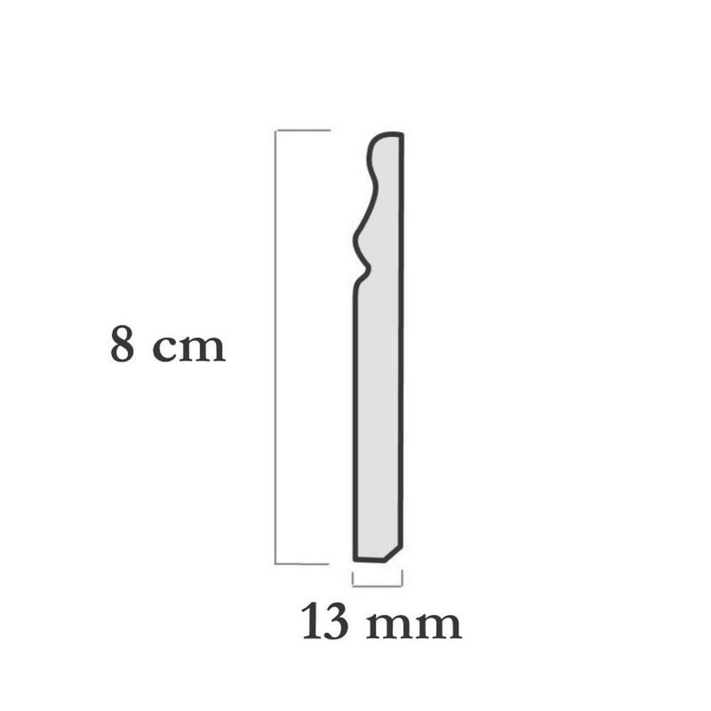 MadeInNature, Zócalo de medio moldeado de estilo Luis XV prepintado blanco de muy alta calidad, diferentes dimensiones, fabricación francesa (largo. 2 m Altura: 8 cm, 10 ml)