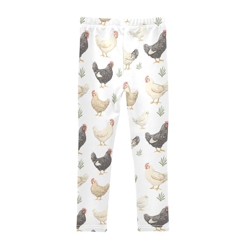 Rooster Grass A Girls Leggings Athletic Pants Tights Stretch Bottom2