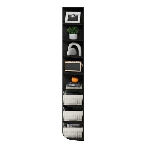 Image of Furinno ECON Corner Shelf, 8-Tier Corner Book Shelf, Storage Shelves, Display Rack, Bookshelf, for Organization and Storage, Living Room, Home Office, Espresso