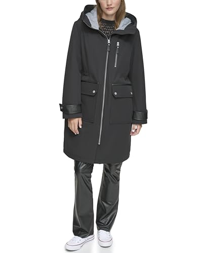 Andrew Marc Women's Gemas Hooded Transitional Water Resistant Parka Trench Coat