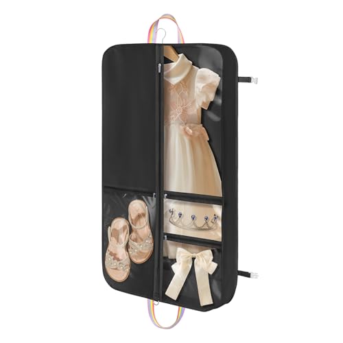 KEEGH Garment Bags for Dance Costumes 40 Inch, Dance Costume Garment Bag, Kids Dance Garment Bags for Dancers with 3 Zipper Pockets for Dance Competitions, Ballet, Theatre, Black