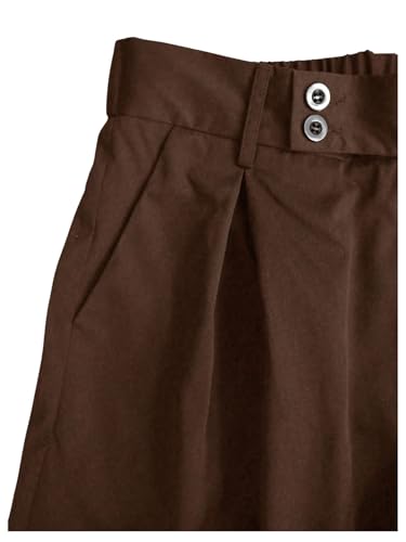 Milumia Men's Pleat Front Wide Leg Long Pants Button Loose Casual Pants4