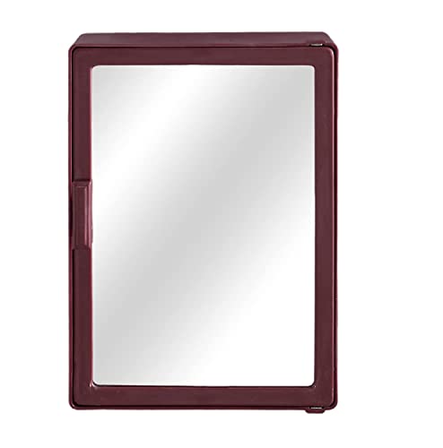Image of zahab Bathroom Cabinets for Storage with Mirror Door Wall Mounted 25 x 9.5 x 35 cm Cherry, Glossy Finish, Plastic