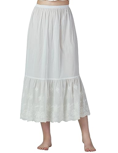 Image of BEAUTELICATE Half Slip Skirt Extender 100% Cotton Vintage Underskirt with Lace Embroidery