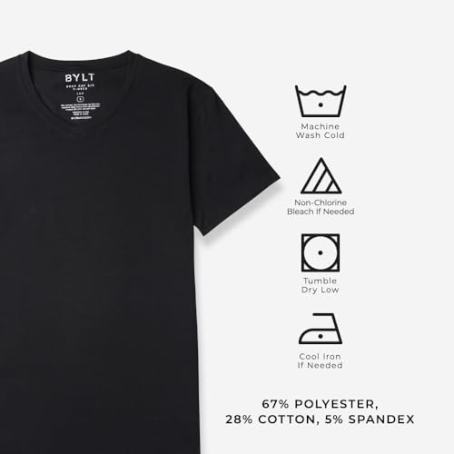 BYLT Men's Drop-Cut V-Neck – Plain Tshirts for Men – Soft Polyester, Cotton, Spandex – Moisture Wicking, Wrinkle Resistant4