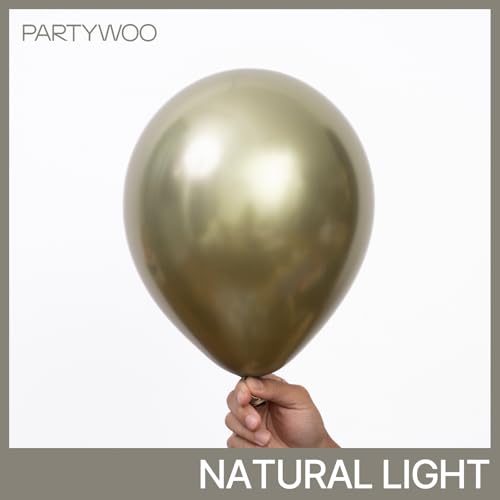 Image of PartyWoo Metallic Green Balloons 50pcs Metallic Sage Olive Green Boho Color