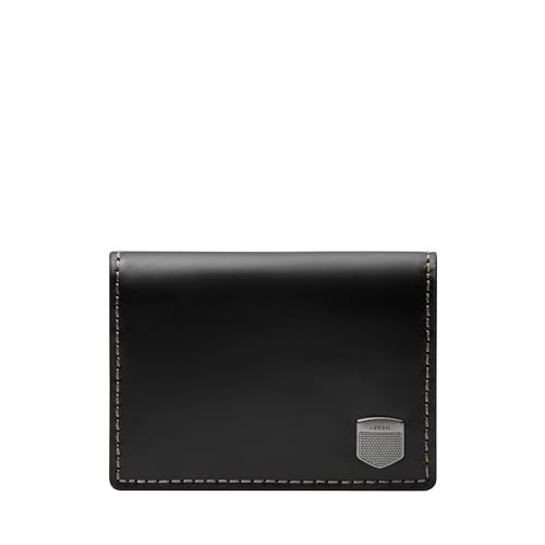 Image of Fossil Wallet for Men, Hayes Leather Card Case; Men's Bifold Leather Wallet, Black