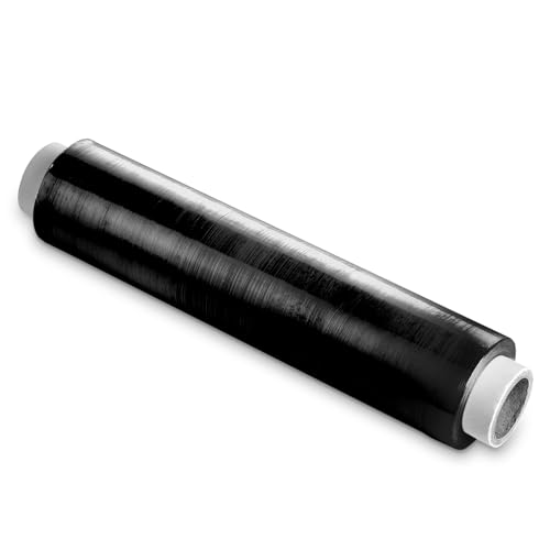 Rouleau de Film Noir largeur 50cm x 250m, épaisseur 25 microns, Rouleau 3,2 Kg, Etirable 150 à 200%, pour palettes, carton